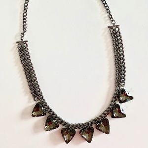 Gunmetal Rhinestone Chain Necklace
